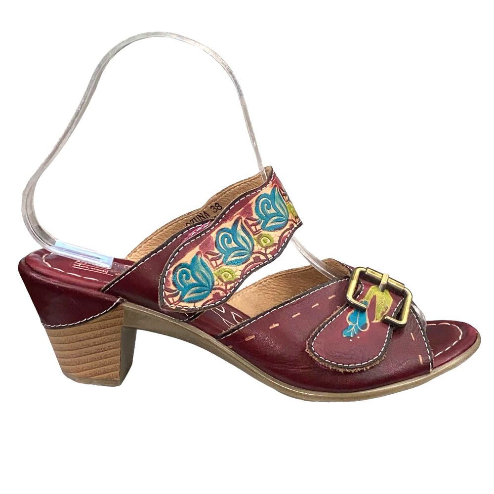 L'artiste By Spring Step Women's Cabernet Maroon Slip On Sandal Size 38 US 7.5/8
